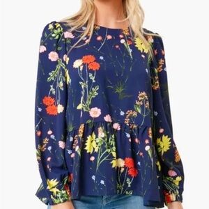 Pomander Place Wildflower Navy Carlota Top Size XL